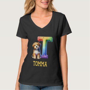 Camiseta Cachorros - Letra Tomma Nome Rainbow Dog