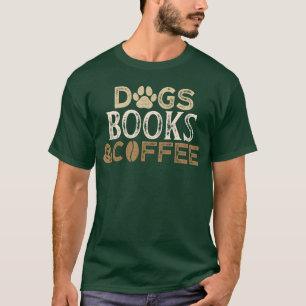 Camiseta Cachorros Livros Café retrô