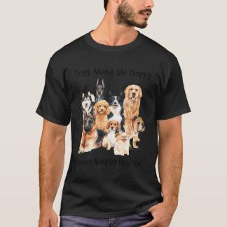 Camiseta Cachorros Me Fazem Feliz Humanos Faz Minha Cabeça
