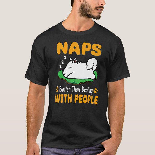 Camiseta Cachorros Samoídos Melhor Do Que Lidar Com Pessoas (Frente)