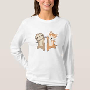 Camiseta Cachorros Sloth Shiba Amantes de os animais Sloth