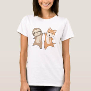 Camiseta Cachorros Sloth Shiba Amantes de os animais Sloth