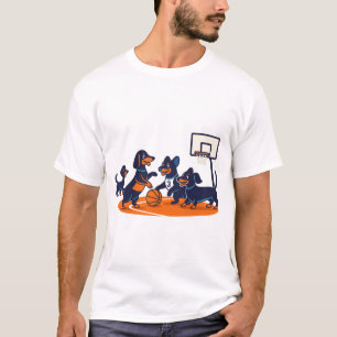 Camiseta Cachorros teckel jogando Basquetebol