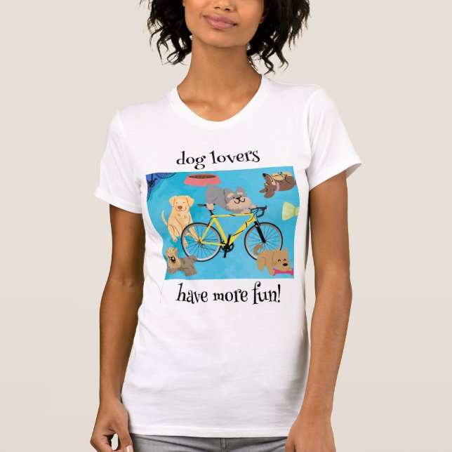 Camiseta Cachorros têm Bicicleta Amarela mais divertida e A (Frente)