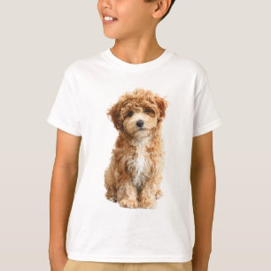 Camiseta Cachos Castanhos Macios Cachorrinho Adorável para 