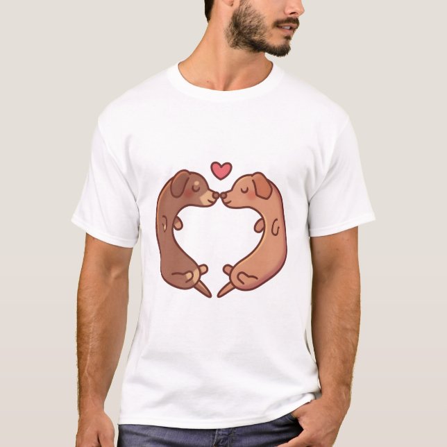 Camiseta Cachshund Bonitos Apaixonados (Frente)