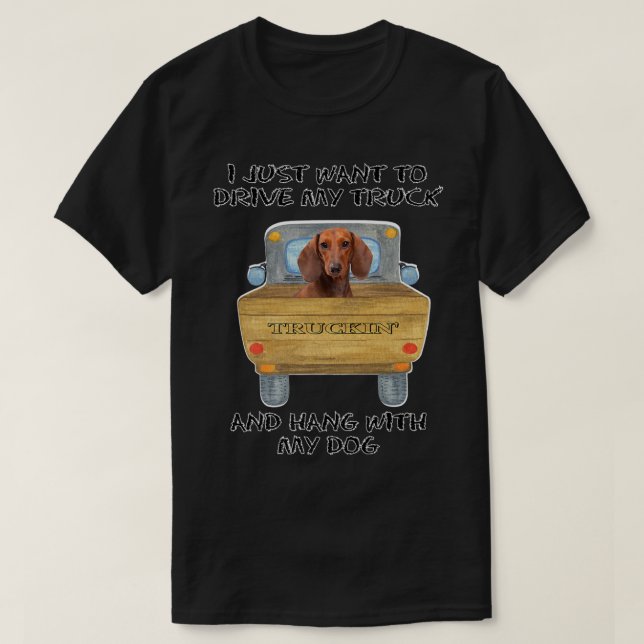 Camiseta Cachshund Condutor de Caminhões (Frente do Design)
