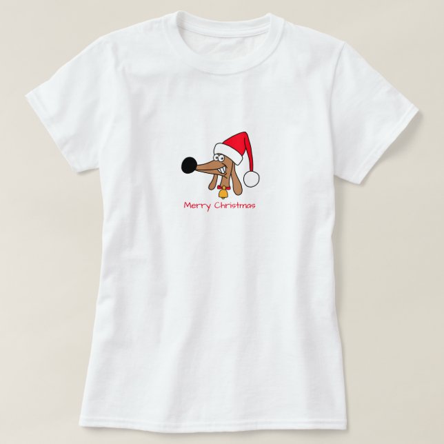 Camiseta Cachshund Dachshund de Natal Festivo (Frente do Design)