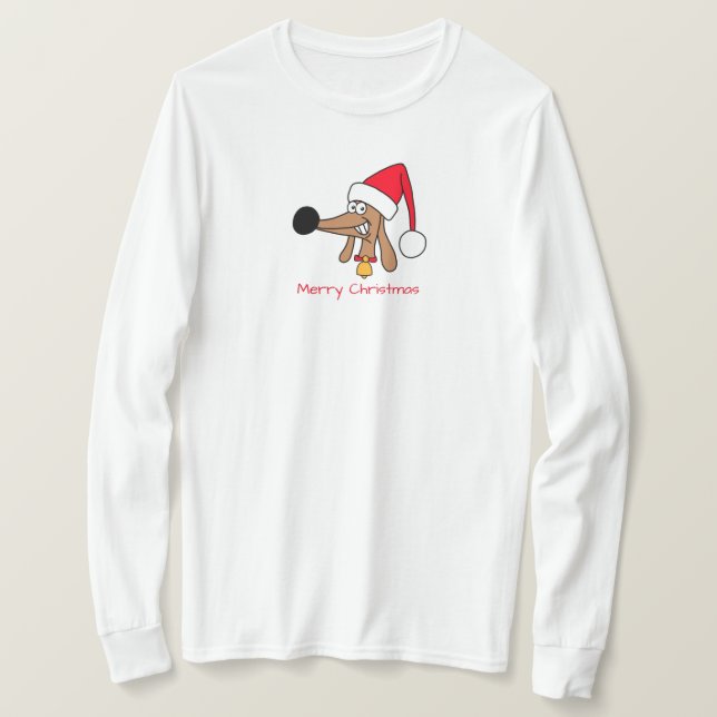 Camiseta Cachshund Dachshund de Natal Festivo (Frente do Design)