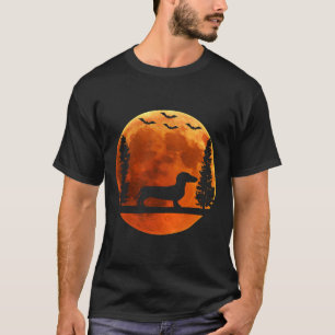 Camiseta Cachshund Dog Amava Lua Dachshund Halloween