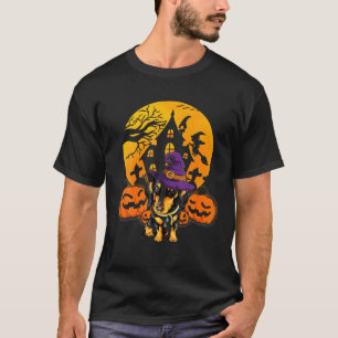 Camiseta Cachshund Dog Pumpkin Bruxo Hat Halloween Cos