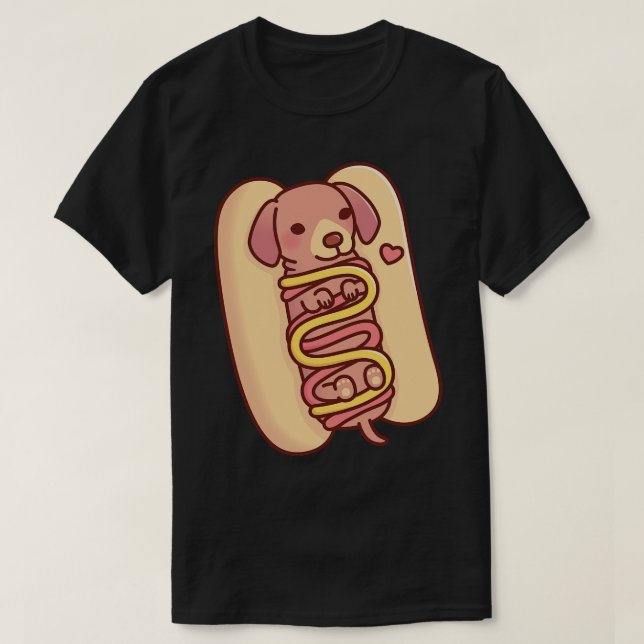 Camiseta Cachshund Hotdog Bun (Frente do Design)