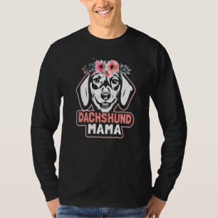 Camiseta Cachshund Mama Cachorro Mamãe Flor Cachorro Cachor