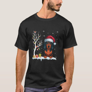 Camiseta Cachshund Noel Hat Festivo Árvore Festiva Natal