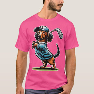 Camiseta Cachshund Wiener Dog Em Pé No Golf Club