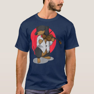 Camiseta Cachshund Wiener Tocando Violino Engraçado Engraça