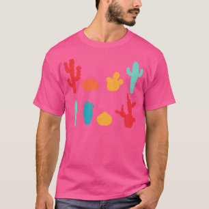 Camiseta Cacto Colorido Retro Plantas Jardinagem Suculenta