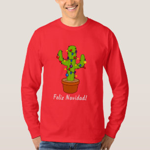 Camiseta Cacto decorado para os feriados Feliz Navidad