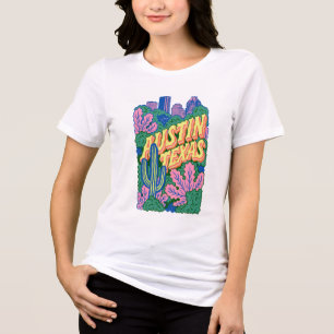 Camiseta Cacto Paisagem Urbana Colorida Retro Aust