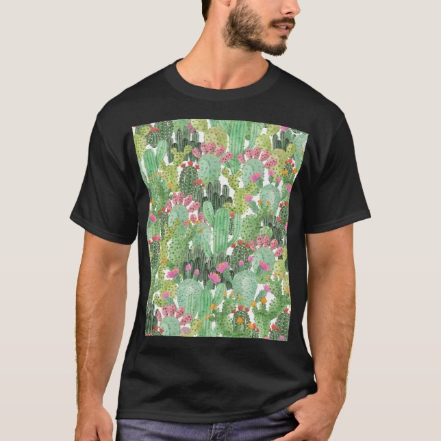 Camiseta Cacto Pintado à Mão: Verde Deserto (Frente)