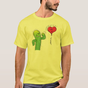 Camiseta Cacto que flerta com um balão do coração