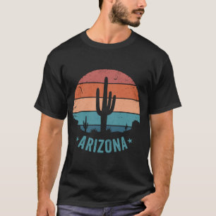 Camiseta Cacto Saguaro do Deserto do Arizona Pôr do Sol Ret