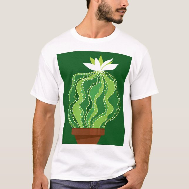 Camiseta Cacto verde: motif abstrato natural. (Frente)