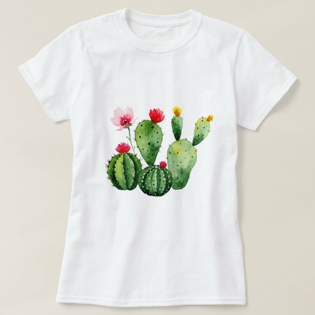 Camiseta Cactos floridos (Frente do Design)
