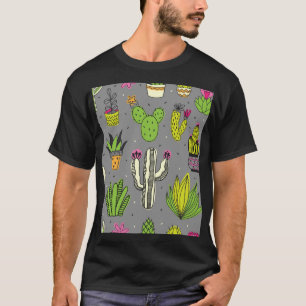 Camiseta Cactos, suculentos: fundo de colheita tropical.
