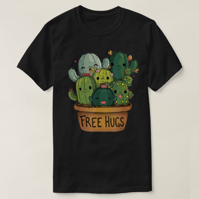 Camiseta Cactus Abraçando Tee Cute Engraçado Cactus Present (Frente do Design)