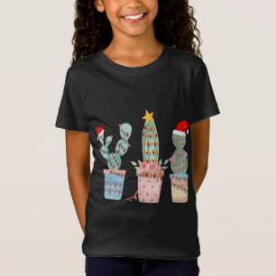 Camiseta Cactus Christmas Tree Lights Cactus Lover Mão Dr