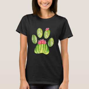 Camiseta Cactus Dog Paw Com Sucultivos Florais Engraçados 