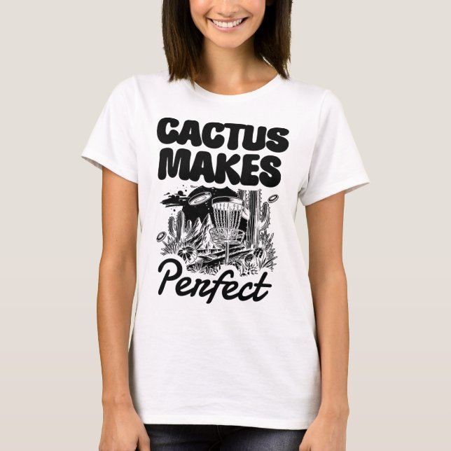 Camiseta Cactus Faz Aventura de Disc Golf Perfeita  (Frente)
