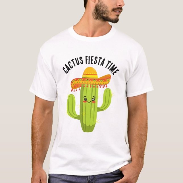 Camiseta Cactus Fiesta Time Engraçado Humor (Frente)