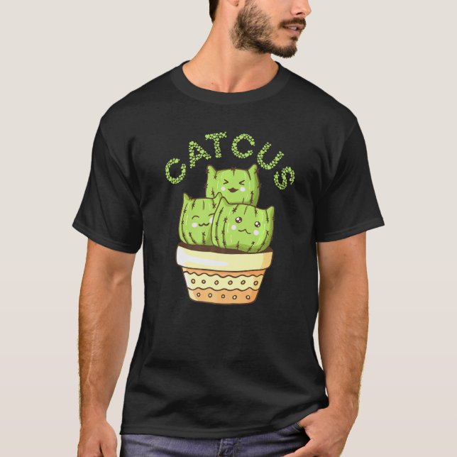 Camiseta Cactus Gatinho Catcus Succulent Saguaro Cat Pun (Frente)