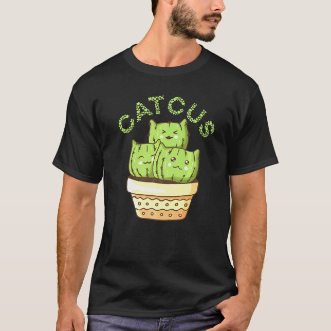 Camiseta Cactus Gatinho Catcus Succulent Saguaro Cat Pun (Frente)