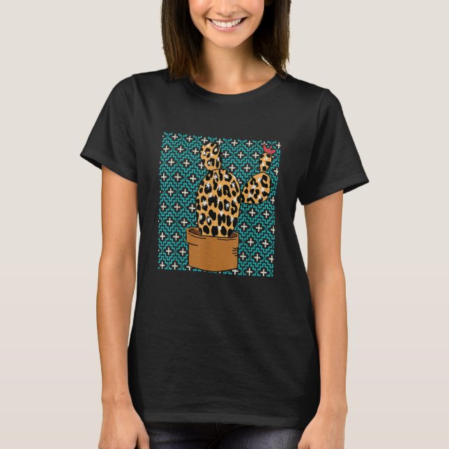 Camiseta Cactus Leopard Cinco De Mayo Cute Cacti Animal Pri (Frente)