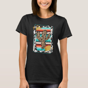 Camiseta CACTUS Leopard Cow Patterna Impressão Cowgirl R
