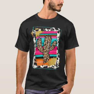 Camiseta CACTUS Leopard Cow Patterna Impressão Cowgirl Ro
