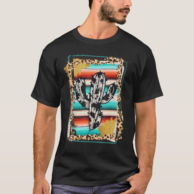Camiseta CACTUS Leopard Cow Patterna Impressão Cowgirl Ro (Frente)
