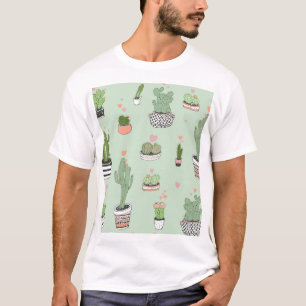 Camiseta Cactus Love: Um Bom Padrão De Cartoon.