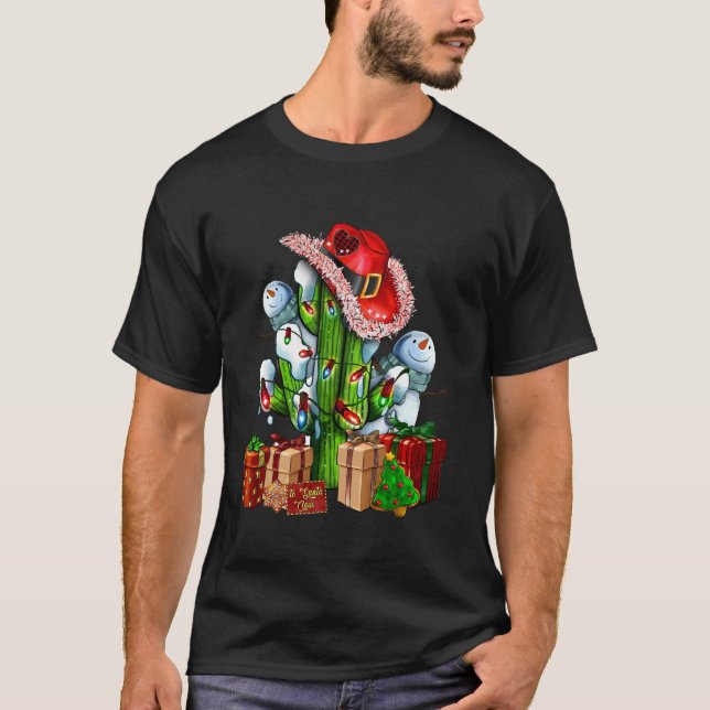 Camiseta Cactus Ocidental Com Vaqueiro Que Feliz Natal Tre (Frente)