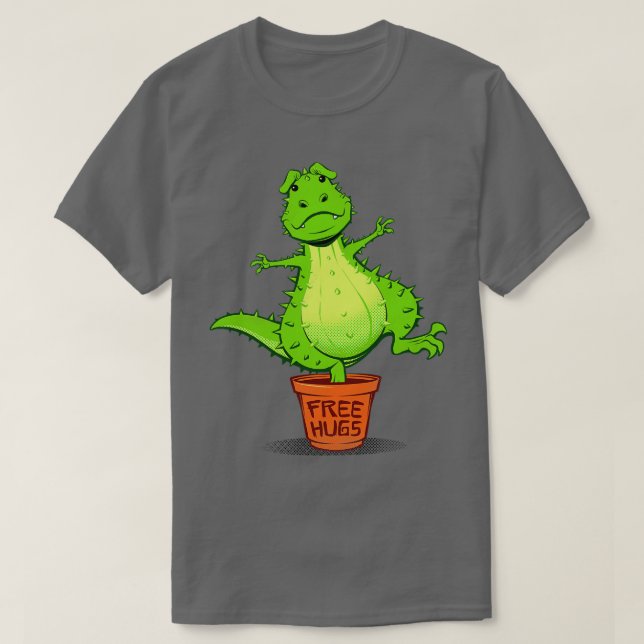 Camiseta Cactus Rex Free Hugs (Frente do Design)