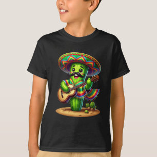 Camiseta Cactus Sombrero Guitar Cinco De Mayo Meninos Homen