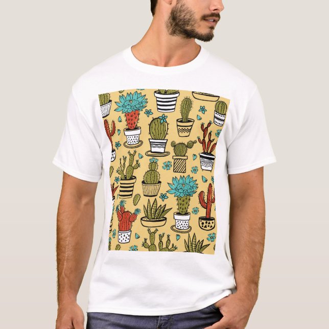 Camiseta Cactus Succulent: desenho desenhado à mão (Frente)