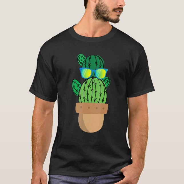 Camiseta Cactus Vestindo Óculos Solares Cactos Suculentos P (Frente)