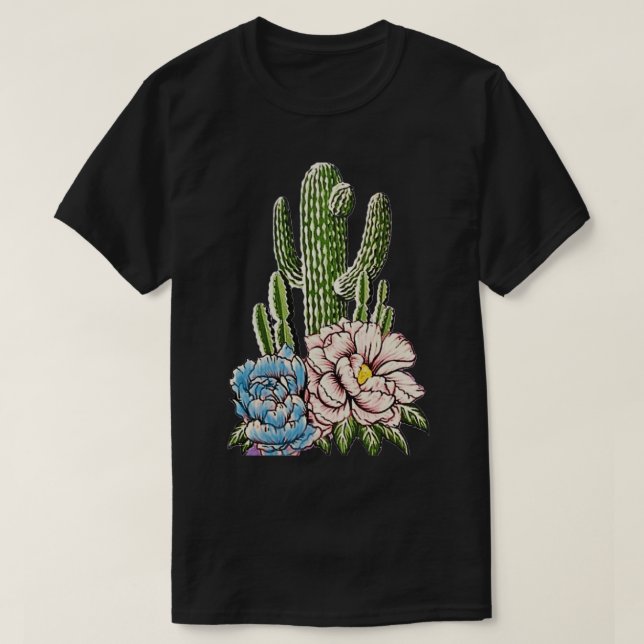 Camiseta Cactus with Flowers (Frente do Design)