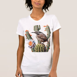 Camiseta Cactus Wren Cercado Por Saguaro Cactus