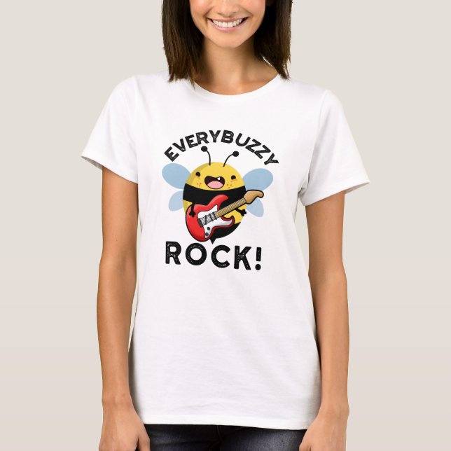 Camiseta Cada Buzzy Rock Música Engraçada Bebe Pun (Frente)