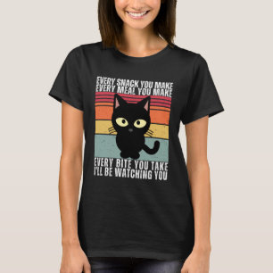 Camiseta Cada Lanche Que Você Faz Gato Preto Fofo Gato Vint